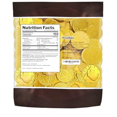 Fruidles Gold Half-Dollar Milk Chocolate Coins Gelt, Made with Premium Belgian Chocolate, Kosher Certified Dairy (1 Pound)