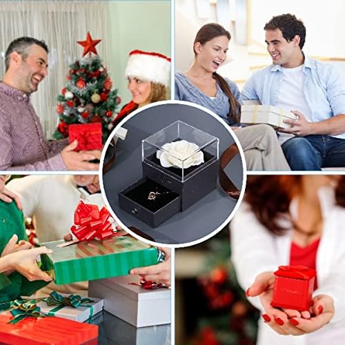 Miniatura 7 de Poshieca Rosa real preservada con collar I Love You, regalo de flor de rosa encantada para esposa, novia, mamá, día de San Valentín, Navidad,