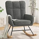 AYEASY Nursery Rocking Chair, Teddy Baby Modern Nursing Chair for Breastfeeding, Nursery Rocker for Small Spaces Indoor, Accent Glider Chairs for Living Room, Bedroom, Dark Grey