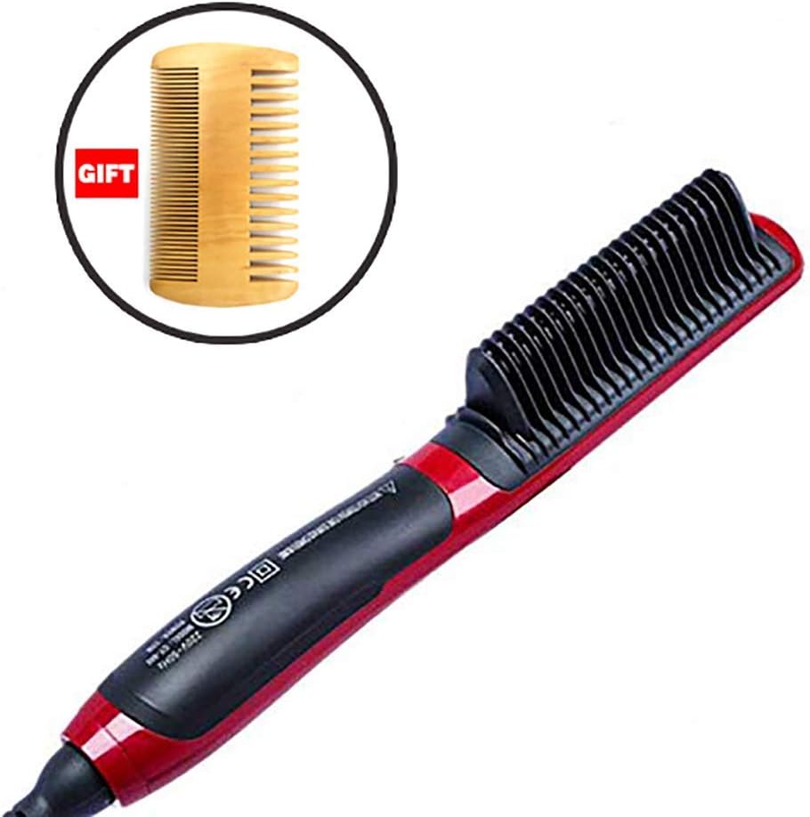Beard Straighteners Comb, New Electric Hair Curling Curler Brush Wet and Dry Dual Use Anti-Scald Ceramic Ionic Hair Brush For All Hair Types