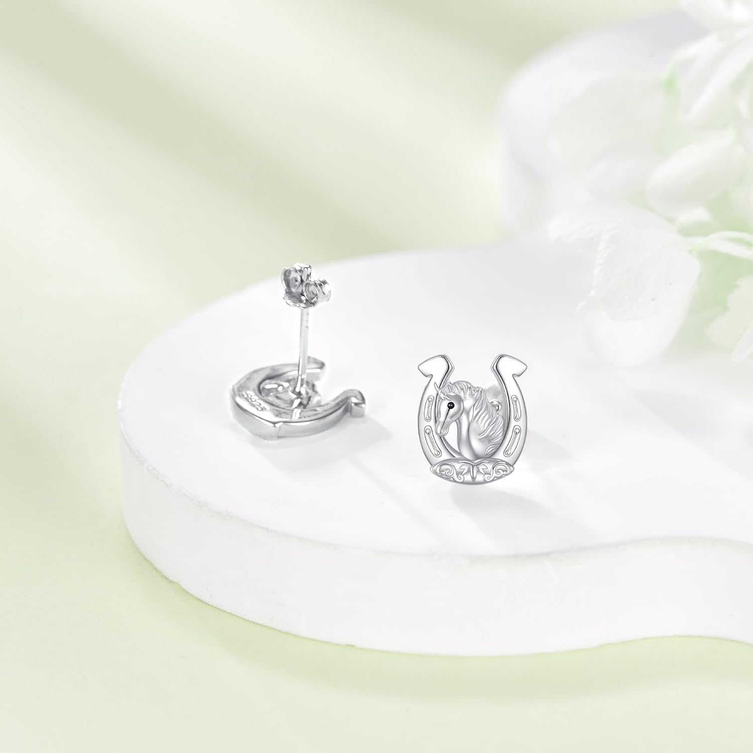 KZX Lucky Horseshoe Earrings for Women 925 Sterling Silver Horseshoe Stud Earrings Horse Earrings Stud Lucky Horse Jewelry for Wife Mother Horse Lovers Birthday Anniversary - Image 6