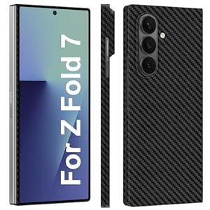 kaisenkec Slim Thin 1500D Carbon Fiber Case Compatible with Samsung Galaxy Z Fold 7, Aramid Fiber Z Fold7 Cover Supports Wireless Charging, Matte Black Gray Twill [NOT Printed]