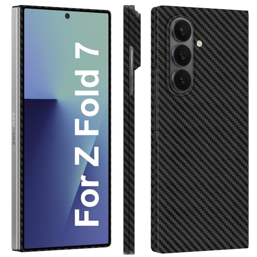 kaisenkec Slim Thin 1500D Carbon Fiber Case Compatible with Samsung Galaxy Z Fold 7 Aramid Fiber Z Fold7 Cover Supports Wireless Charging Matte Black Gray Twill [NOT Printed]