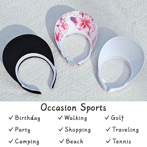 Image of 3 Pack Sports Sun Visor Hat Women Men Adjustable Clip On Visors Outdoor Golf Beach Cap