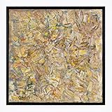 Generisch Handgefertigtes 3D Struktur Leinwandbild 53,5 x 53,5 cm mit schwarzem MDF-Rahmen – Gips von Hand aufgetragen & mit Acrylfarben bemalt – Modernes abstraktes Wandbild