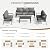 VONZOY Aluminum Patio Conversation Set with Coffee Table 5 Pieces Deck Outdoor Furniture 7-Seat All-Weather Rust-Proof Sectional Sofa Set with Removable Cushion for Backyard, Poolside & Small Spaces