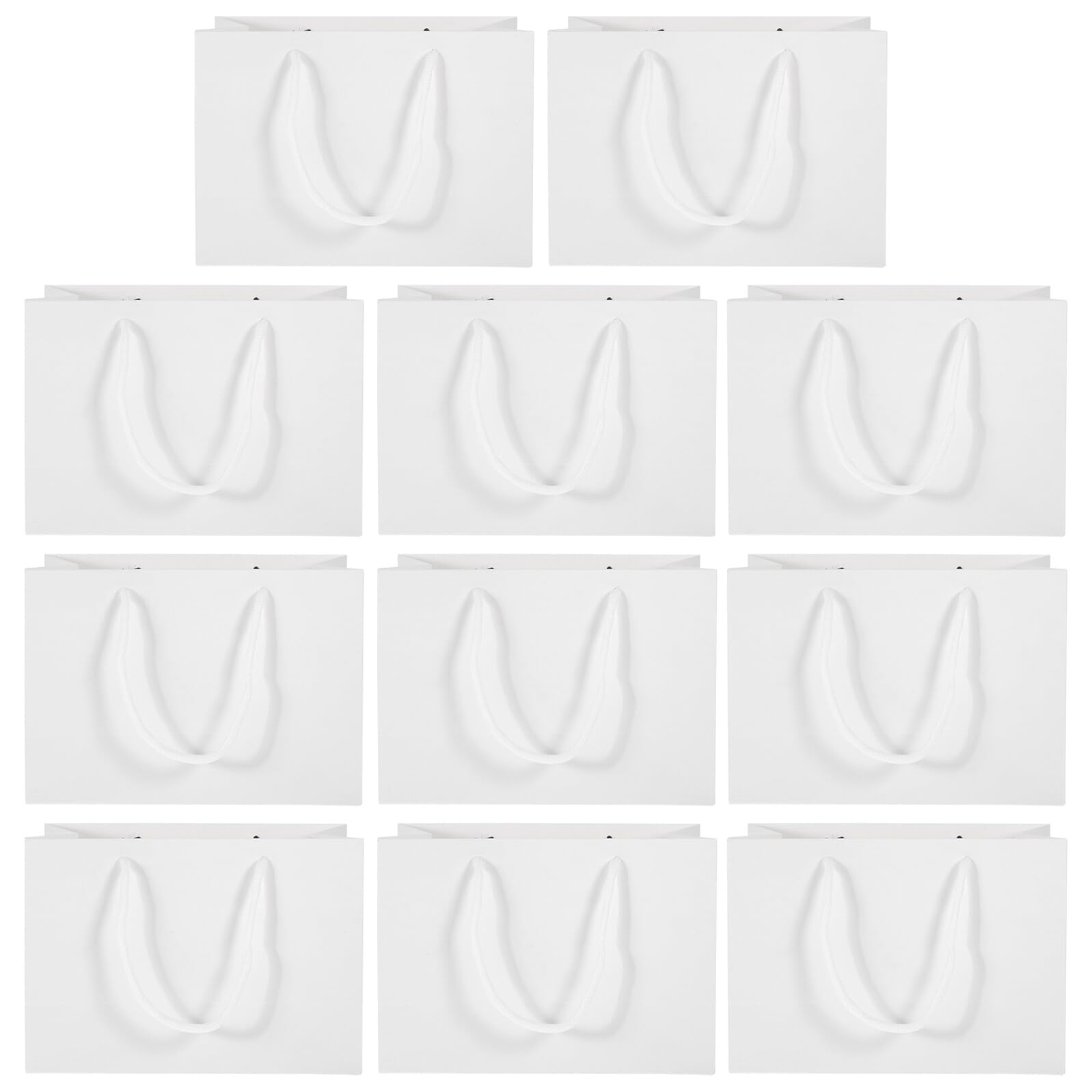 YARNOW 20 Bolsas de Papel Blanco con Asas para Regalos y Dulces, Tamaño 24x17x10 Cm, Ligeras y Reutilizables para Cumpleaños y Eventos Obsequios