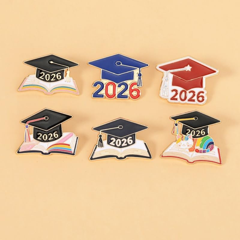 Image of Graduation Enamel Lapel Pins Class of 2026 Graduation Caps Brooches Gifts Souvenir Emblem Badges Diploma Brooche for High College Teacher School Vacation Accessories