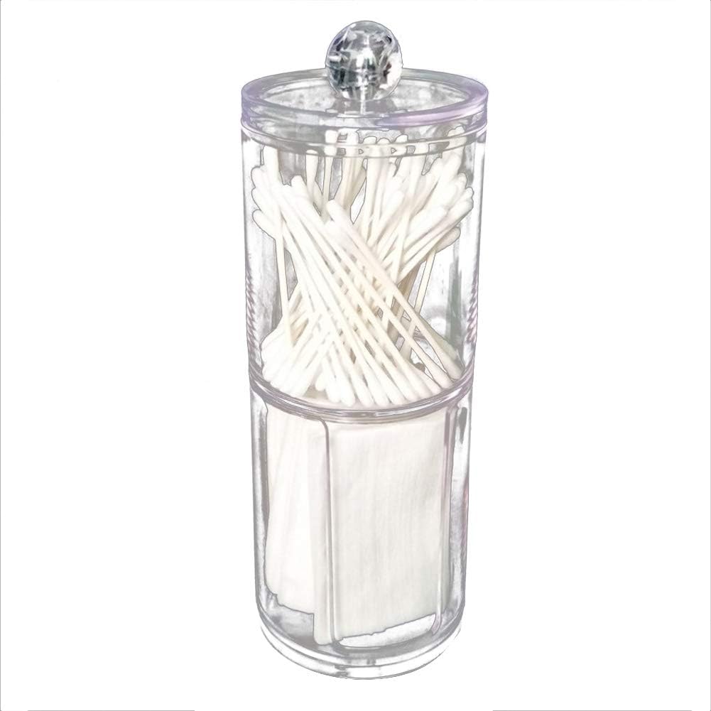 Qtip Holder Dispenser Set Apothecary Jars Bathroom Clear Plastic Acrylic for Cotton Balls,Cotton Swabs,Q-Tips,Cotton Rounds,Makeup Pads Storage Canister Boxes