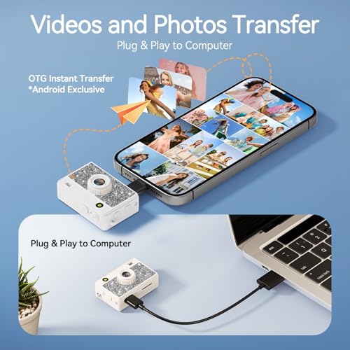 Image of HOTU Mini Keychain Camera, 2K 20 MP Bling Mini Digital Camera with 16G Card Travel and Vlog, Long Battery Life, Photo Video Camera Compact and Portable for Kids, Teens, White