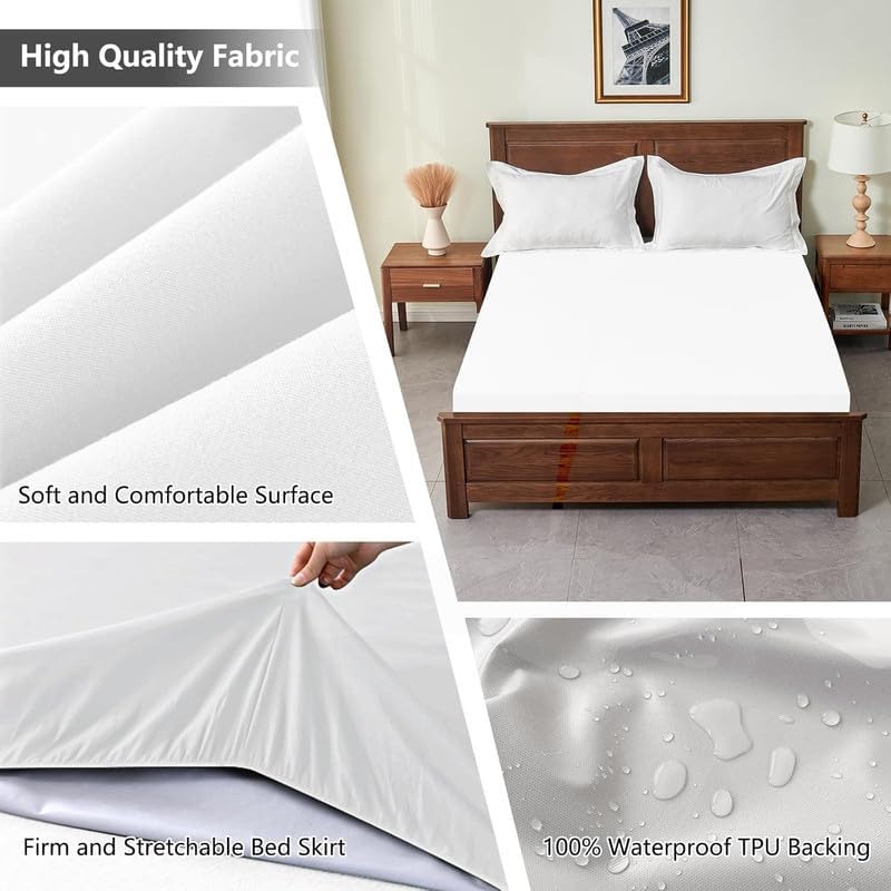 Image of Zippered Chain 75 inchx36 inchx10 inch Terry Cotton Waterproof Mattress Protector | Dust Mite Proof, Bed Bug Protection Mattress Cover for Single Bed Size with 10 inch Drop Thick (75x36x10 inch,White)