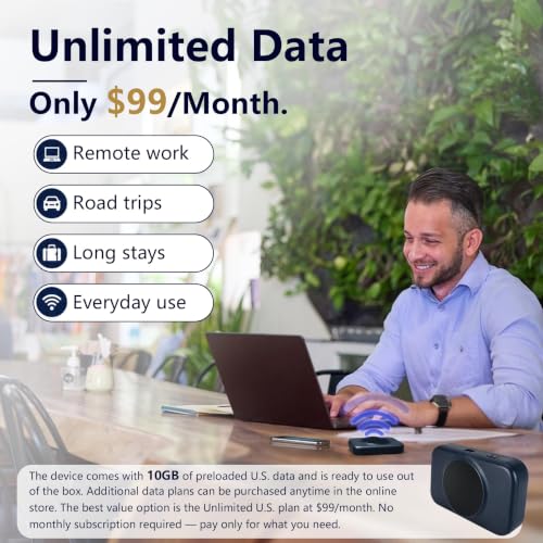 Image of Portable WiFi Hotspot - No SIM,10GB US Preloaded,Connect 8 Devices, Portable Internet Devices, for USA, Canada & Mexico, Mobile Pocket Hotspot Ultra Portable 4G LTE Travel Router