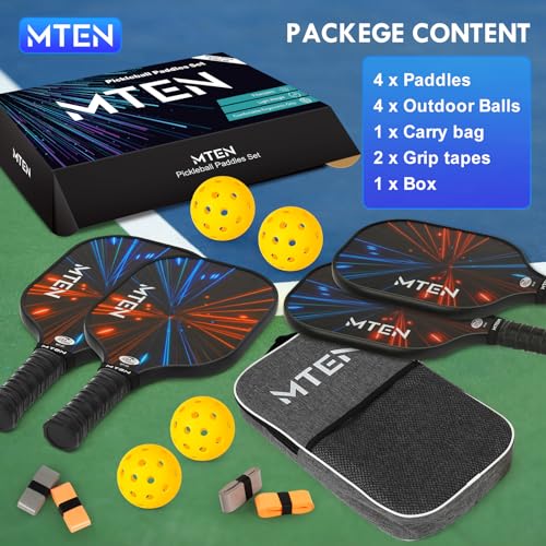 Image of MTEN Pickleball Paddles Set of 2 /4 /1, USAPA Approved Fiberglass Rackets