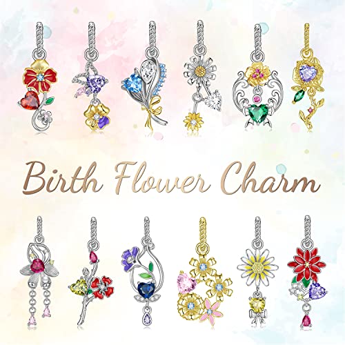 Zqa June Birthstone Charm For Bracelet 925 Sterling Silver Gold Alexandrite Stone Heart Beads Happy Birthday Charms For Women Mother Birthday Christmas Gifts, Rose #TOP4