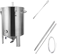 Fermtech 30L 6 Gallon 304 Stainless Steel Conical Fermenter with Bottle Filler & Mash Paddle - Homebrew Beer Wine Kombucha Tank