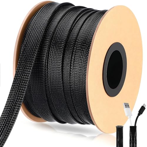 Pangda Braided Wire Loom 1'' X 150 Ft, Black