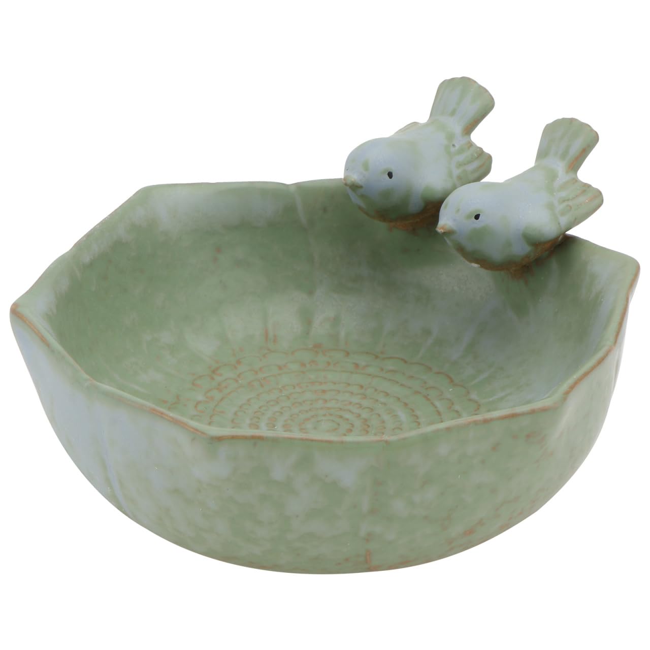 Mangeoire à oiseaux en céramique DOITOOL verte, bol de bain et support de nourriture de jardin