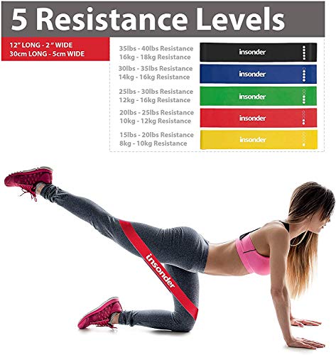 Insonder Resistance Bands Set - Skin Friendly Loop Bands with Workout Guide - Great for Exercise of Glutes Legs Thigh Fitness Physical Therapy Pilates