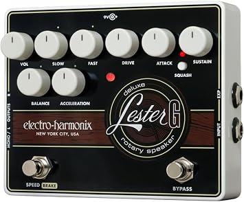Electro-Harmonix Lester-G Deluxe Rotary Speaker Emulator Guitar Effects Pedal with Stereo Outputs, Black