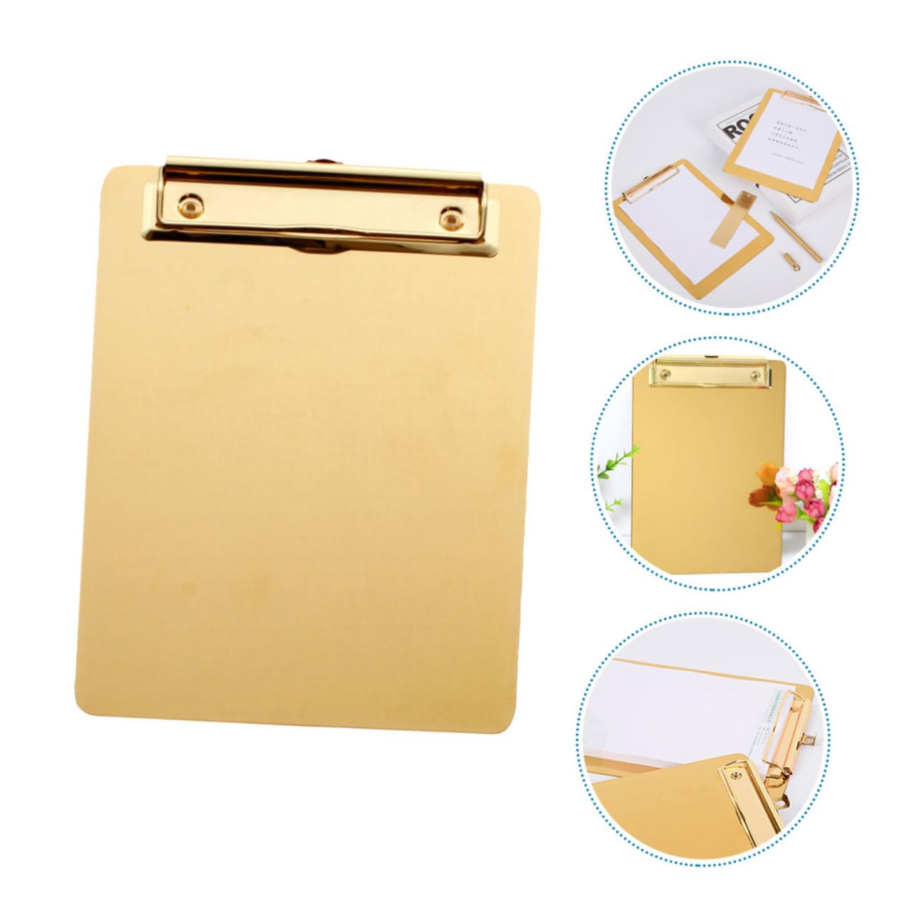 Metall Klemmbretter und Leichtem Design mit Sicherem Halt aus Edelstahl 2 Stück A5 in Gold für Büro und Dokumentenaufbewahrung