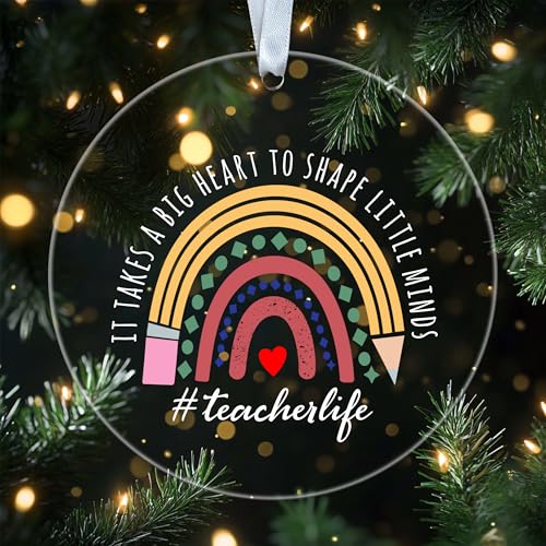 VKNDesigns "It Takes A Big Heart to Shape Little Minds"-Ornament – Lehrer-Weihnachtsbaumschmuck – Weihnachtsschmuck aus Acryl