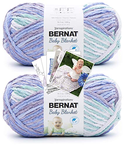Bernat Baby Blanket Yarn - Big Ball (10.5 oz) - 2 Pack with Pattern Cards in Color (Posy Purple)
