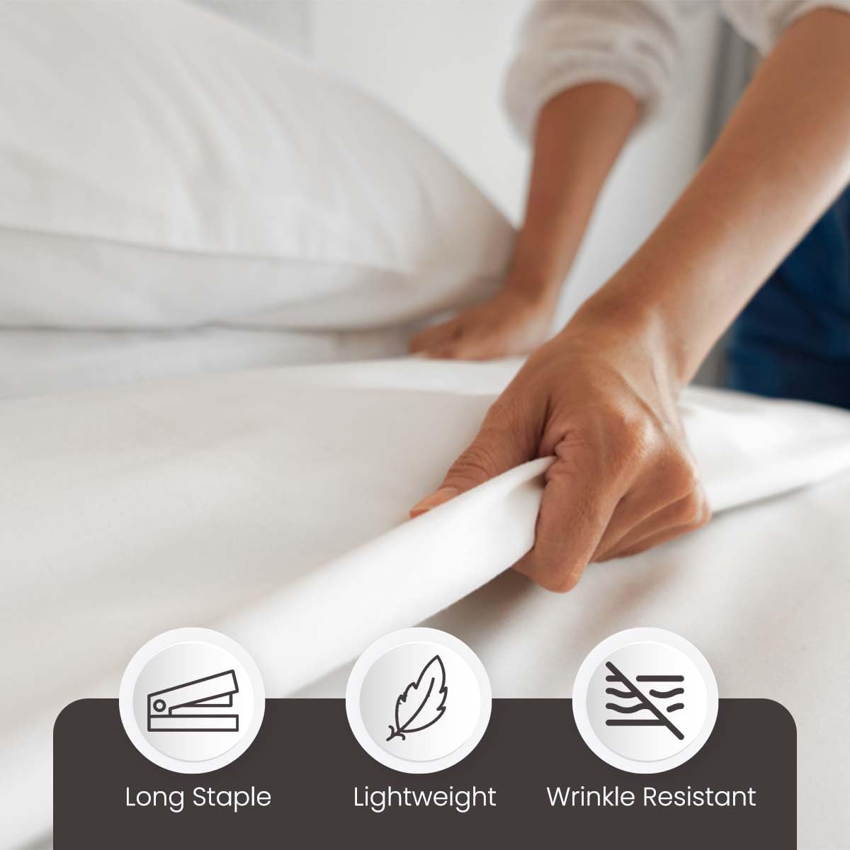 The Bishop Cotton Queen Sheet Set, 1000 Thread Count Egyptian 4 PC Cotton Sheets Queen Size Bed Set, Cooling Sheets 16" Deep Pocket, Satin Soft Bed Sheet & Pillowcase Sets for Hotel & Home - White