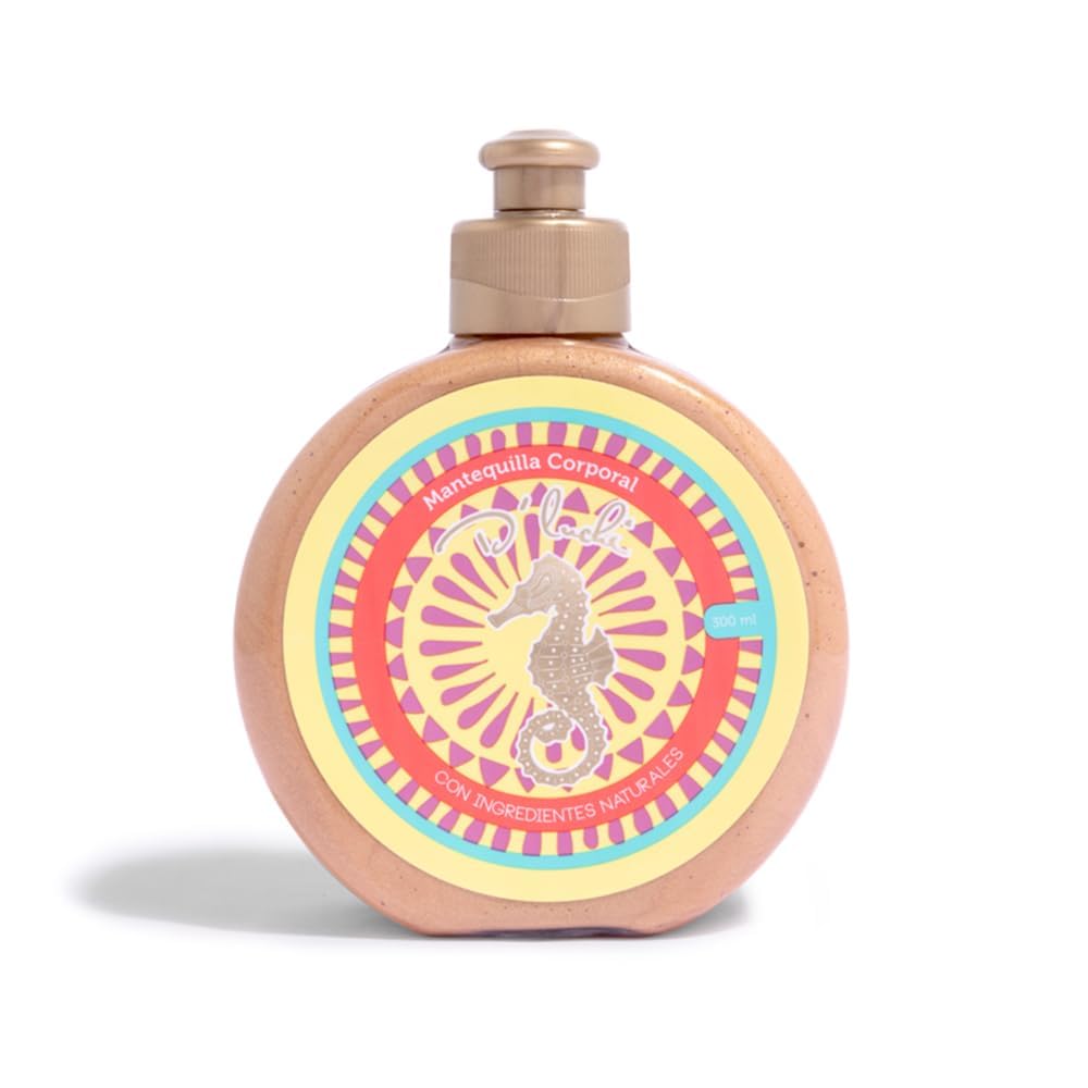 Kaba D'Luchi Body Butter, 10 Oz, With Natural Coconut Oil, Vitamin E, Golden Glitter