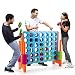 COSTWAY Vier-Gewinnt Spiel, 4 Gewinnt Spielbrettsätze, Vier in Einer Reihe Spiel mit 42 Jumbo Ringen und Schieberegler zum schnellen Neustart für Kinder und Erwachsene (Orange)