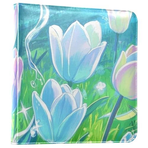 Photo Album 4x6, 5x7,6x8,Artificial Leather Photo Albums with 20 Detachable Sheets Tulips Print for Family Wedding,Multi 11