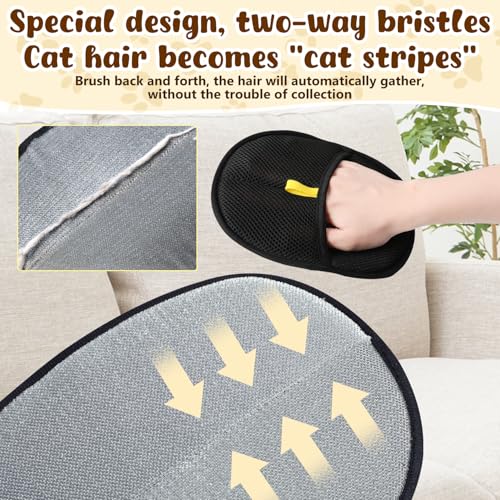 Image of 2Pcs Pet Hair Remover Glove,Static Pet Removal Gloves,Cat Grooming Gloves for Hair Removal,Reusable Double Sided Pet Hair Remover,for Couch,Furniture,Carpet,Curtain