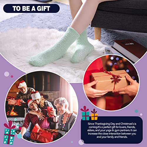 Mqelong Slipper Socks For Women Cozy Hospital Socks Soft Fluffy With Grips Socks Warm Fuzzy Socks Non Slip Grip Socks (5 Pairs Mix Rainbow) #TOP7