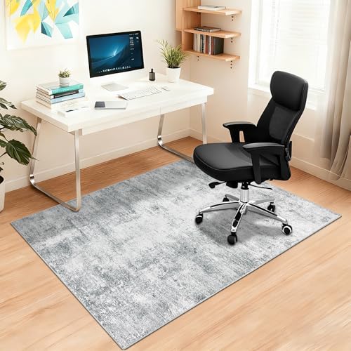 Capslpad Office Chair Mats for Hardwood Floor 120x150cm Non-Slip Modern Abstract Home Multi Purpose Chair Mat Low Pile Floor Protectors Computer Chair Carpet Mat for Tile Laminate Rolling Chair, Grey