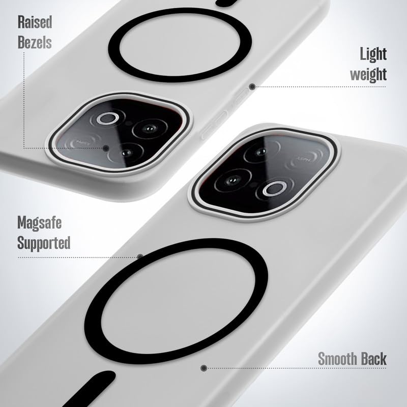 Image of Mr. Case Back Cover for iQOO Neo 10 5G Elegant Frosted White Translucent Back with Wireless Charging Support | Anti-Scratch Shockproof Phone Case - Black