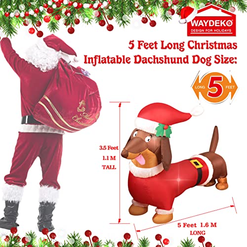 Chien teckel de Noël gonflable 1,5m : décoration jardin extérieure
