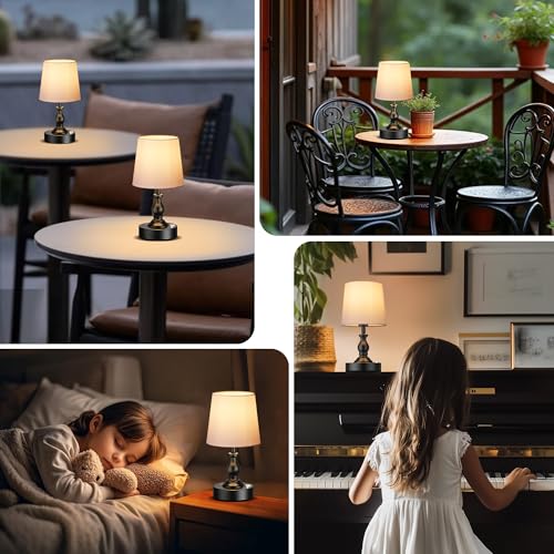PARTPHONER Mini Cordless LED Table Lamp, 5200mAh Rechargeable Battery Operated Lamp, 3-Level Brightness, Touch Dimmable Desk Lamp, Bedside Night Light for Patio Camping Restaurant Home, Matte Black by PARTPHONER - Image 7