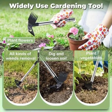 realexist Weed Puller Tool with Long Handle，2 in1 Claw Weeder Remover Tool Steel Head Weeder Tool,Heavy Duty Uprooting Weeding Pulling for Yard, Lawn, Patio and Garden - Thumbnail 4