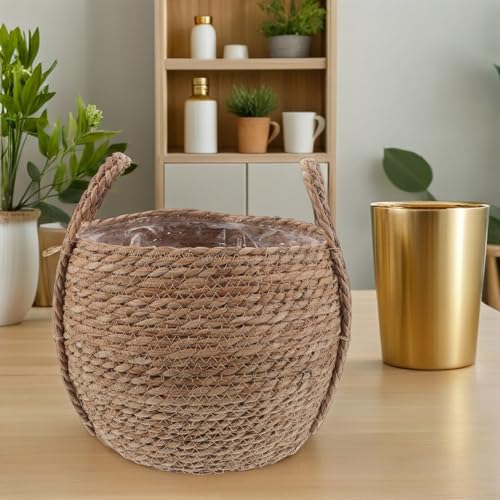 Panier à fleurs respirant en jonc de mer tressé pour balcon