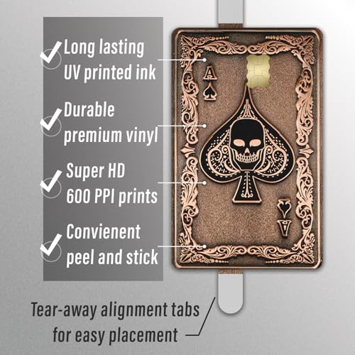 KCD Credit Card Skin Sticker Cover Decal Wrap 3-Pack – Ace of Spades Skull Design – Durable Vinyl Stickers for Cards – CCS0123