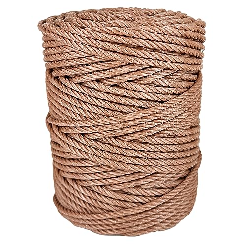 Cuerda Tendedero Exterior. Cuerda plastico, 5MM * 100M, Hecho en España, para persianas, toldos, Camping, Efectos navales, Bricolaje. Marrón