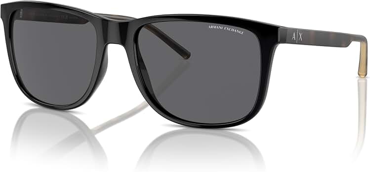 Amazon.com: Armani Exchange Man Sunglasses Shiny Black Frame, Grey