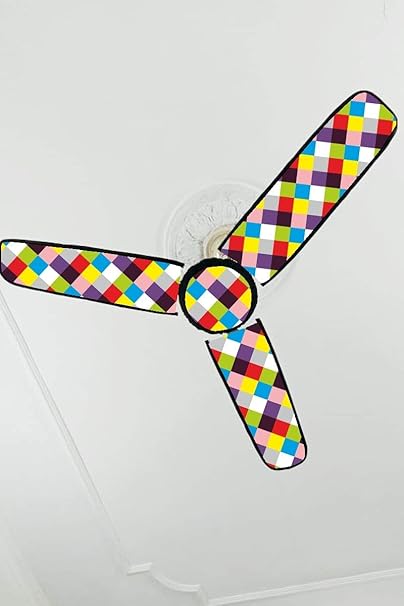 YUKU PVC Waterproof Three Blend Ceiling Fan Blade Covers, 19.5X 6-inch, Multicolour (Multi Color)