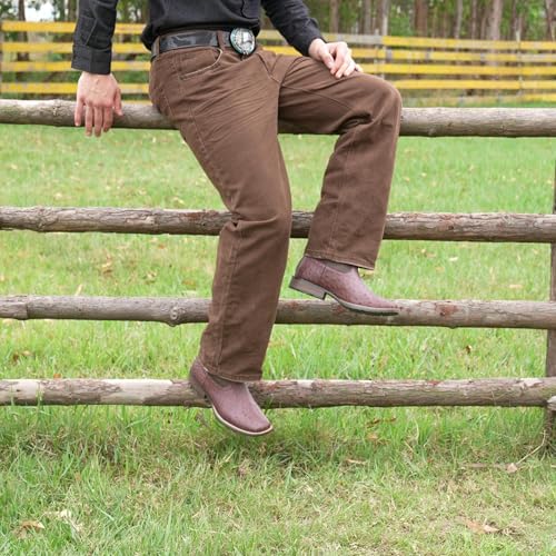 Image of IUV Cowboy Boots For Men Western Ostrich Wide Embroidered Pull On Boots