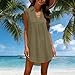 Womens Sleeveless Swimsuit Coverup Cotton V Neck Bathing Suit Cover Ups Fashion Swimwear Bikini Beach Cover-Up Dress(Army Green,Large)