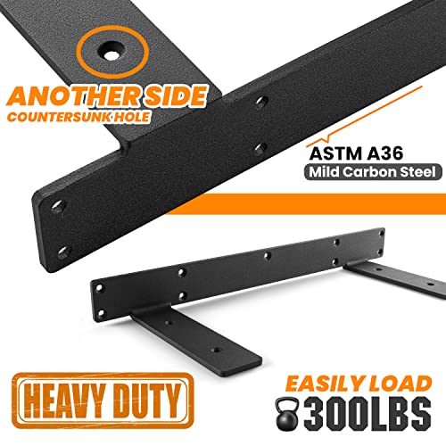 Batoda 17" Heavy Duty Floating Shelf Bracket (2 Pcs) – Solid Steel Blind Shelf Supports - Hidden Brackets For Floating Wood Shelves - Shelving Mounting Hardware Included (Pack 2) #TOP3