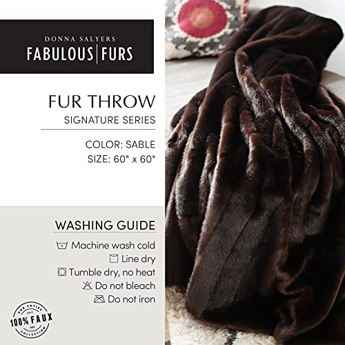 Fabulous-Furs Donna Salyers Couture Mink Faux-Fur Throw Blanket, Soft Blanket, 60X60 In, Sable #TOP1