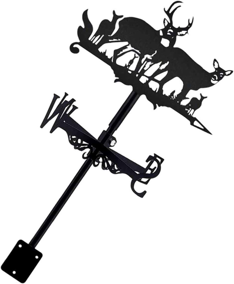 BESPORTBLE Iron Art Elk Weathervane Wind Direction Indicator with Metal Stake Outdoor Garden Lawn Patio Weather Vane Decoration