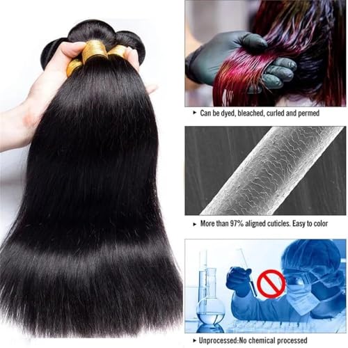 Extensiones de cabello humano brasileño liso y natural de 18 pulgadas 2