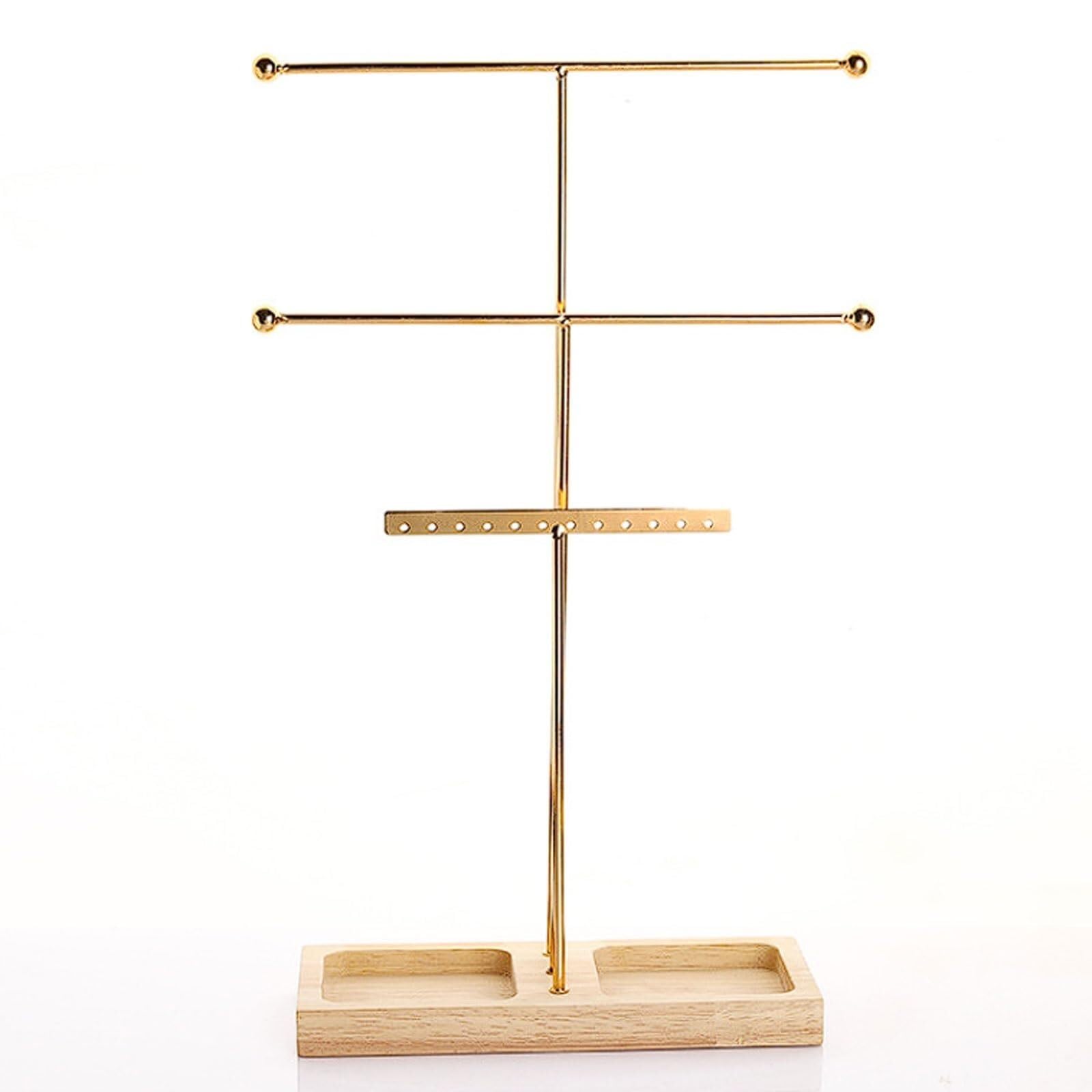 WxuuLTGJR Iron Jewelry Display Stand 3-Tier Jewelry Easel Stand Metal Strings Showcase Holder Bangle Tower Rack Necklace Organizer Tree
