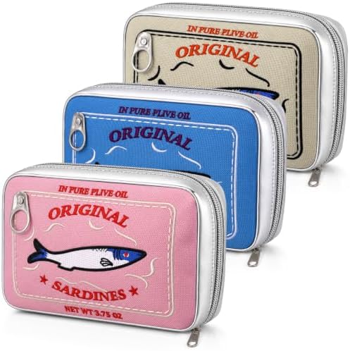 3 Pcs Kawaii Canned Sardines Makeup Bag Cute Funny Sardines Tin Fish Pouch image 2